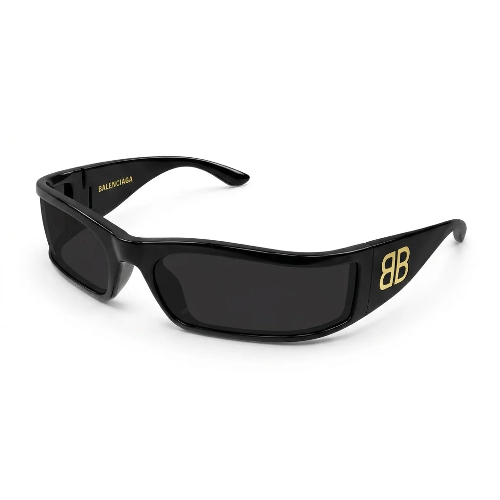 Balenciaga Unisex BB0458S Sunset Rectangle Black / Grey Sunglasses