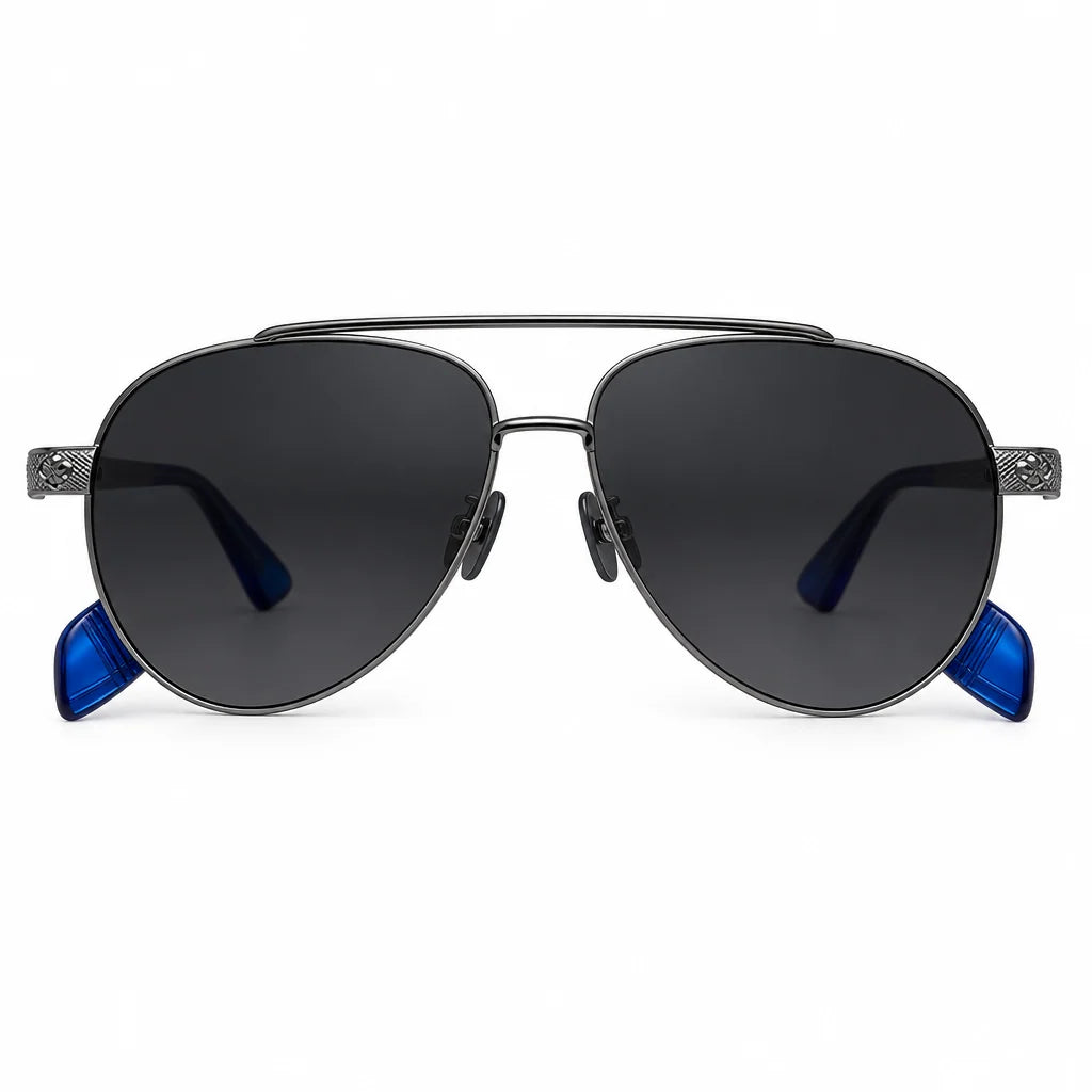Chrome Hearts Unisex Aviator Blue Temples Grey Sunglasses