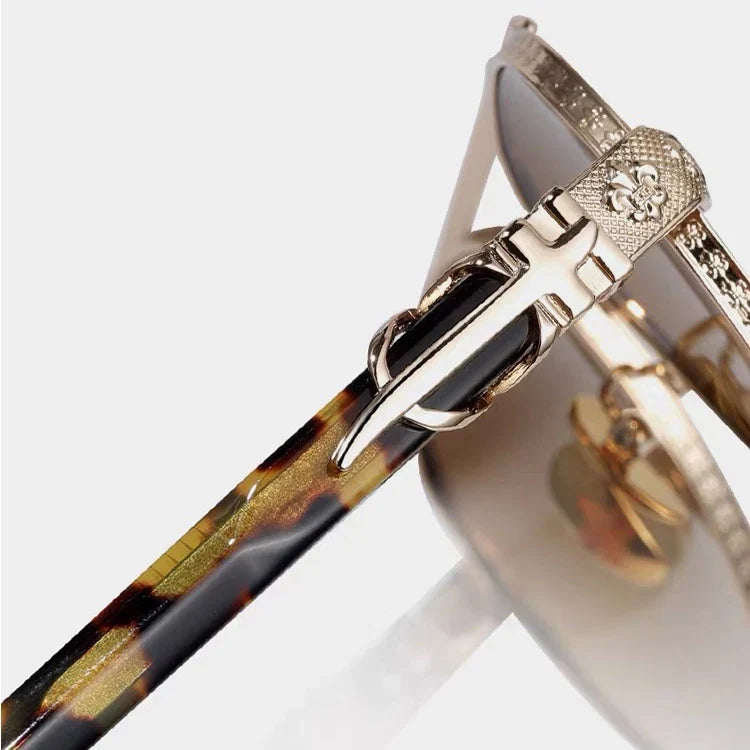 Chrome Hearts Unisex Aurelia Gold Aviator Tortoiseshell Temples Sunglasses