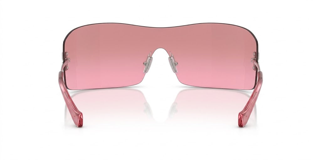 Miu Miu Aube Women Rimless Silver / Pink Mirror Gradient Sunglasses
