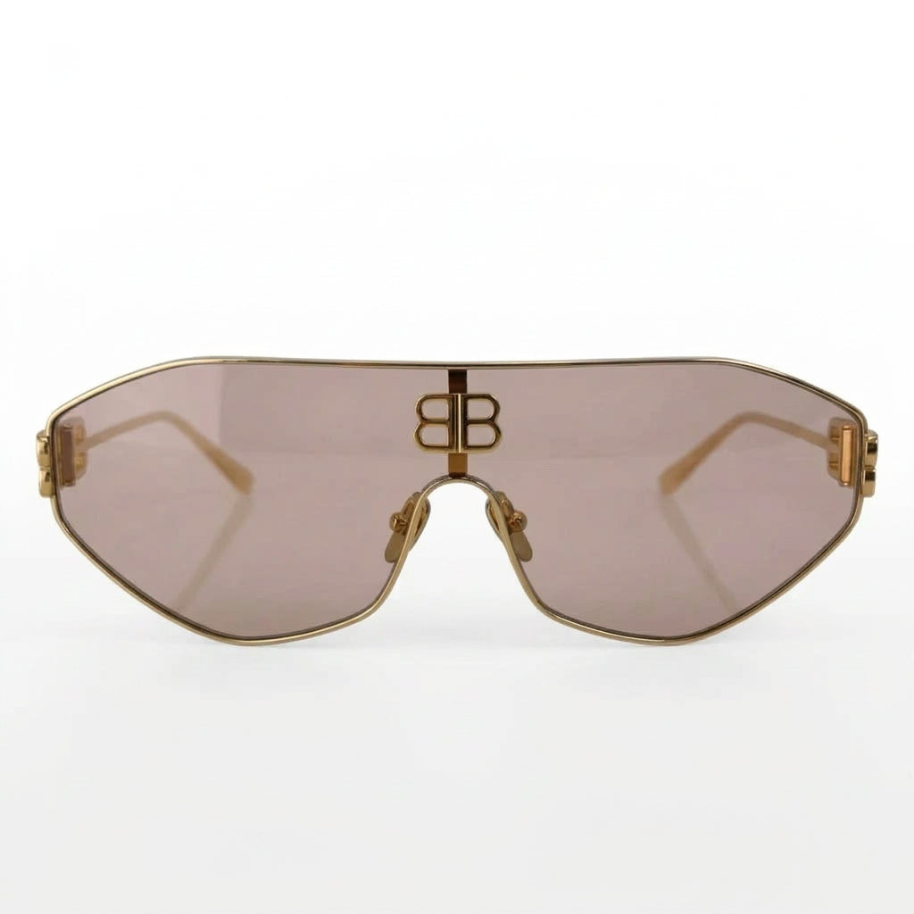 Balenciaga BB0283S Unisex Shield Gold / Peach-Pink Sunglasses