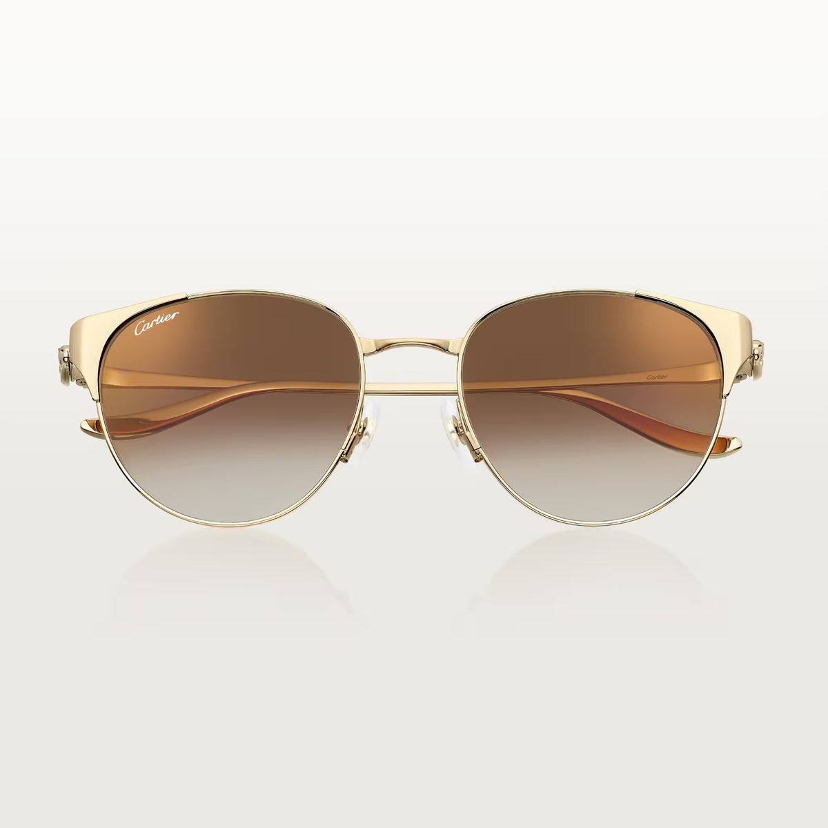 Cartier Panthère de Women Round Golden Brown Finish Sunglasses
