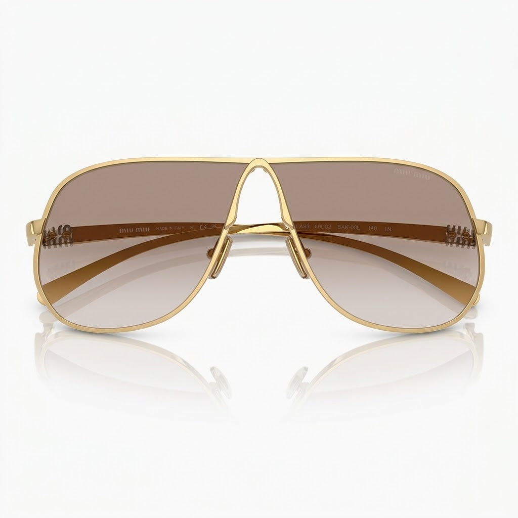 Miu Miu Women Pilot Gold / Gradient Brown Sunglasses
