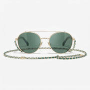 Chanel Women Pilot Calfskin Green Sunglasses 