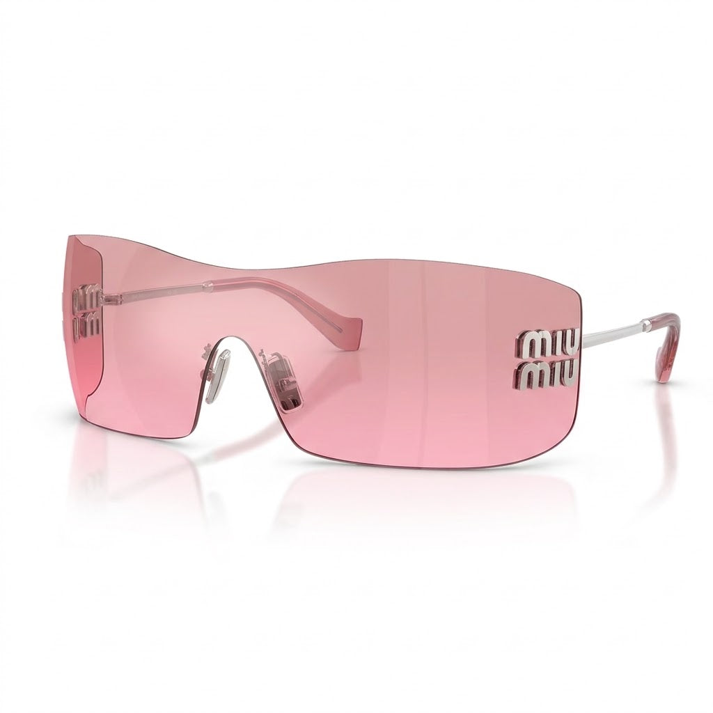 Miu Miu Aube Women Rimless Silver / Pink Mirror Gradient Sunglasses