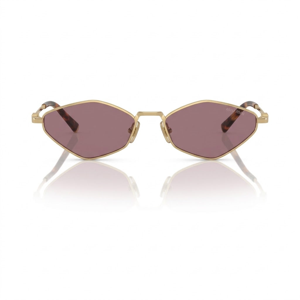Miu Miu Women Gold / Light Purple-Brown Sunglasses