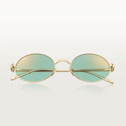Cartier Clash de Women Oval Gold Finish Studded Temple Light Green Sunglasses  