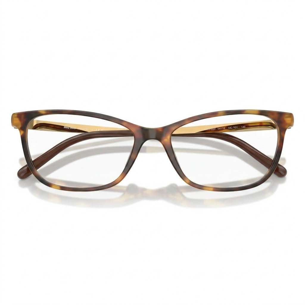 Miu Miu Women Cat-Eye Havana Tortoise / Gold Optical Glasses