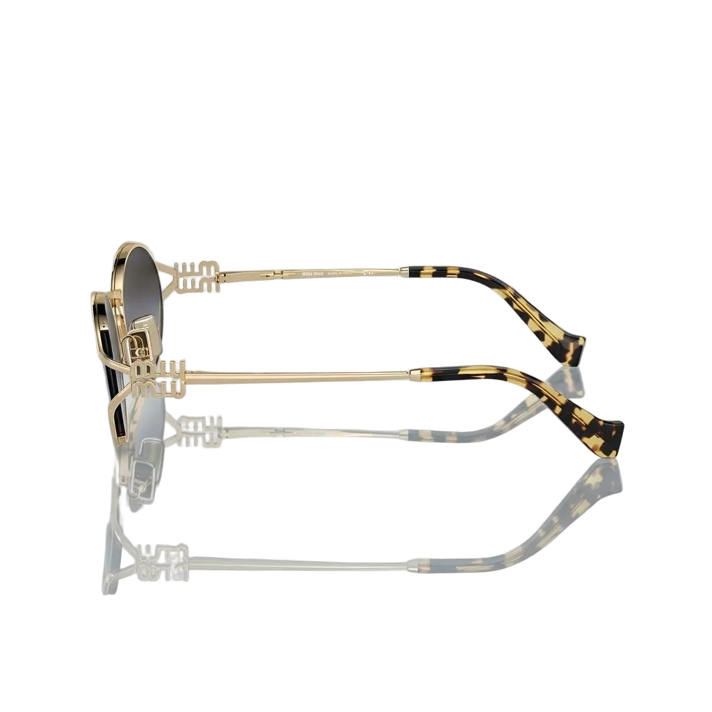 Miu Miu Women Logo Gold Oval Grey Gradient Sunglasses