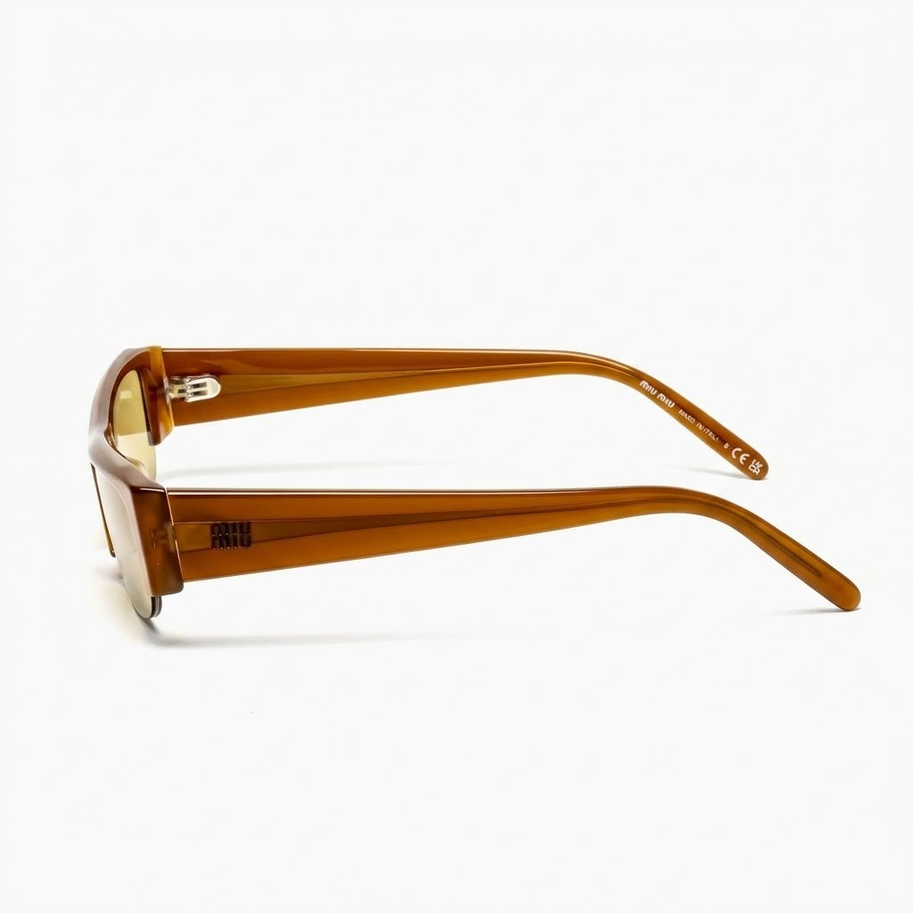 Miu Miu Vedette Women Honey Amber / Caramel Brown Sunglasses