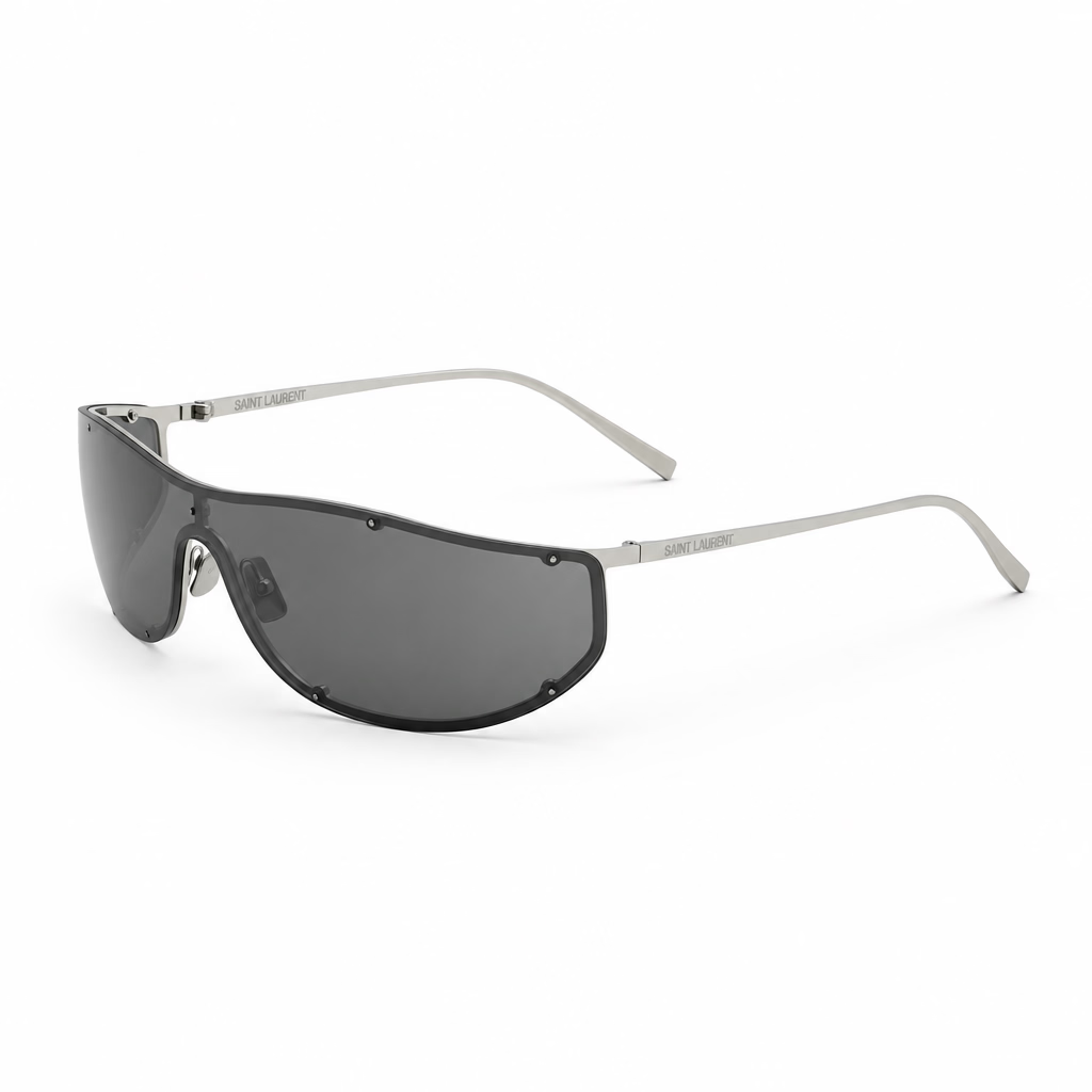 Saint Laurent Unisex SL 807 Rimless Shield Unisex Silver / Grey Sunglasses