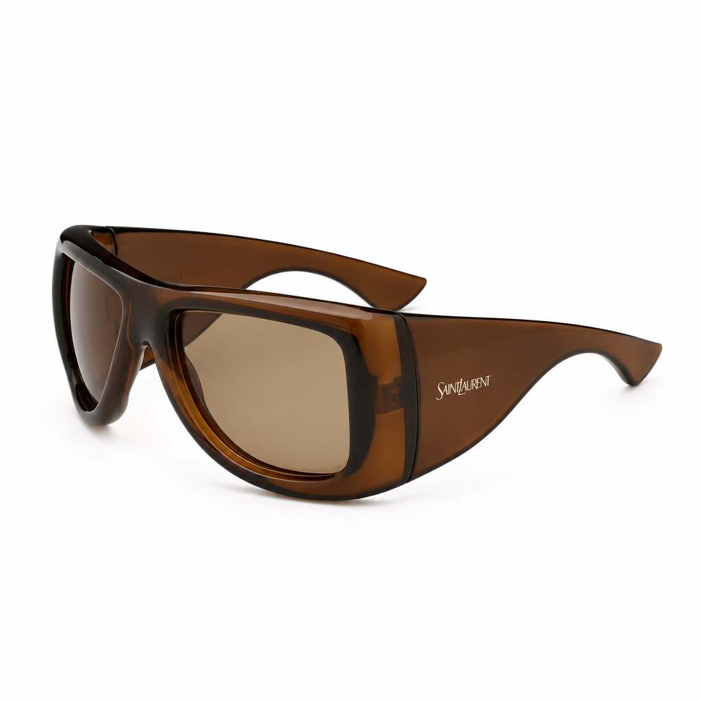 Saint Laurent Women SL 902 Howl Oversized Pillowed Transparent Brown Sunglasses