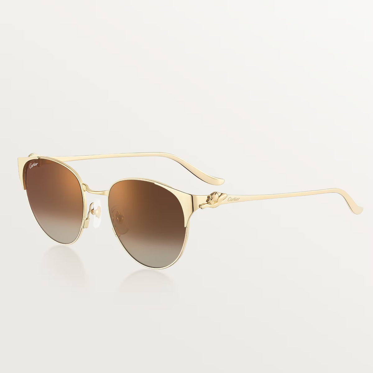 Cartier Panthère de Women Round Golden Brown Finish Sunglasses