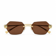 Cartier Panthère de C Women Rimless Hexagon-Frame Brown Sunglasse