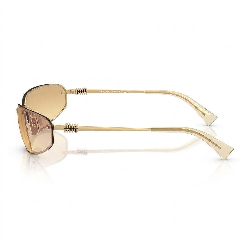 Miu Miu Women MU A50S Rimless Shield  Gold / Yellow Gradient Sunglasses