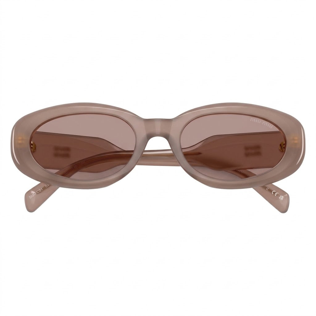 Miu Miu Women Oval Dew Opal / Light Purple Brown Sunglasses