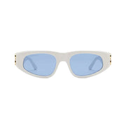 Balenciaga Women BB0095S Dynasty Oval White Blue Gold Sunglasses