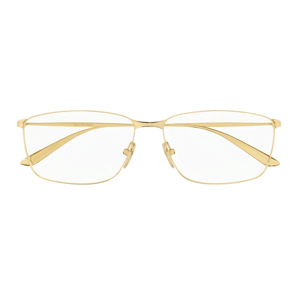Balenciaga Men BB0415O Ultra-Thin Metal Rectangle Gold Eyeglasses