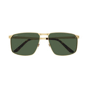 Cartier Santos Classic Men Pilot Brushed Gold Polarized Olive Green Sunglasses