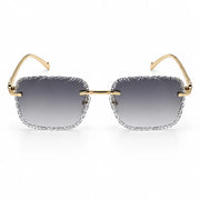 Cartier Panthère de Unisex Rimless Grey Gradient Split Diamond Cut Sunglasses