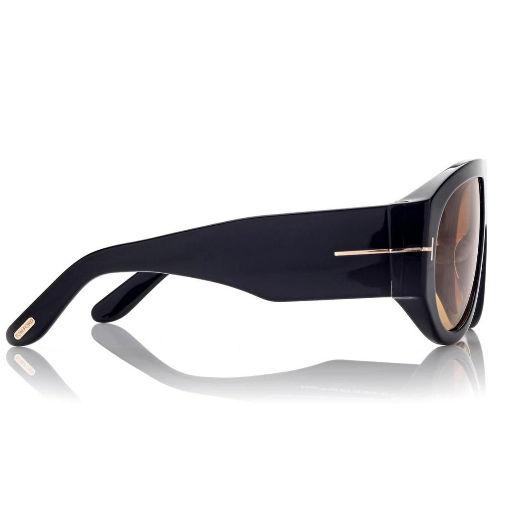 Tom Ford Men Pilot Frame Soft Shiny Black Bronson Sunglasses
