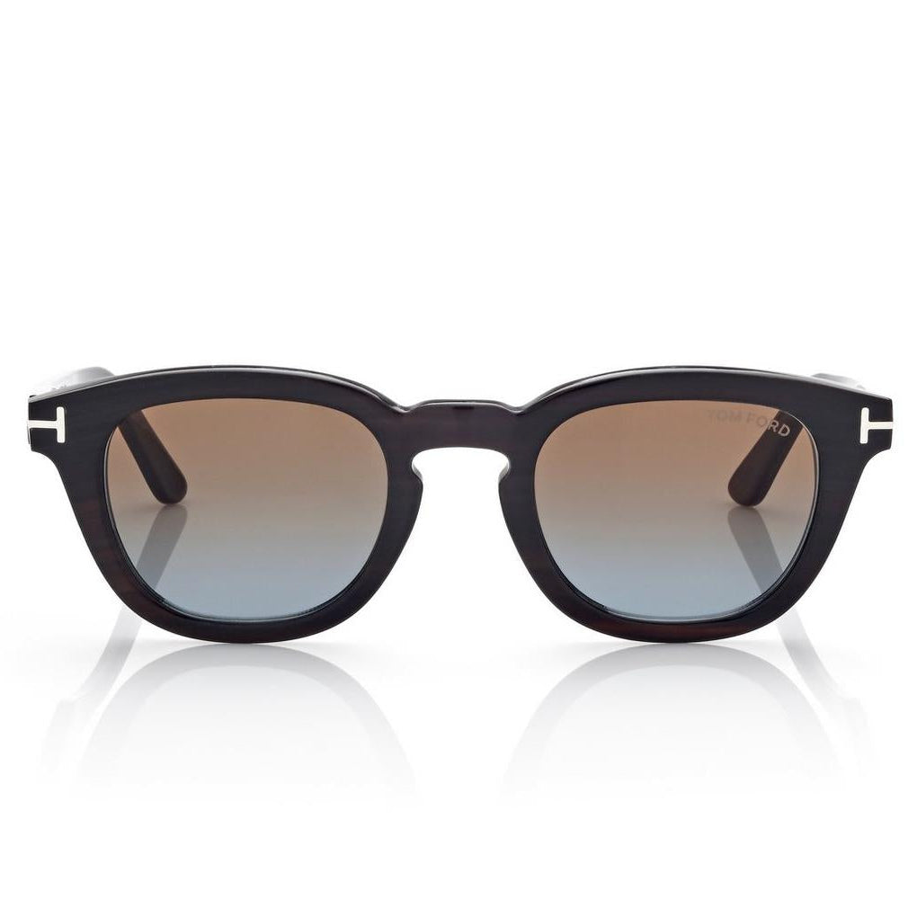 Tom Ford Women Round Sqaure Frame Brown Horn Sunglasses