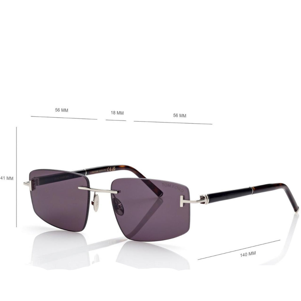 Tom Ford Women Rimless Frame Shiny Palladium Sunglasses