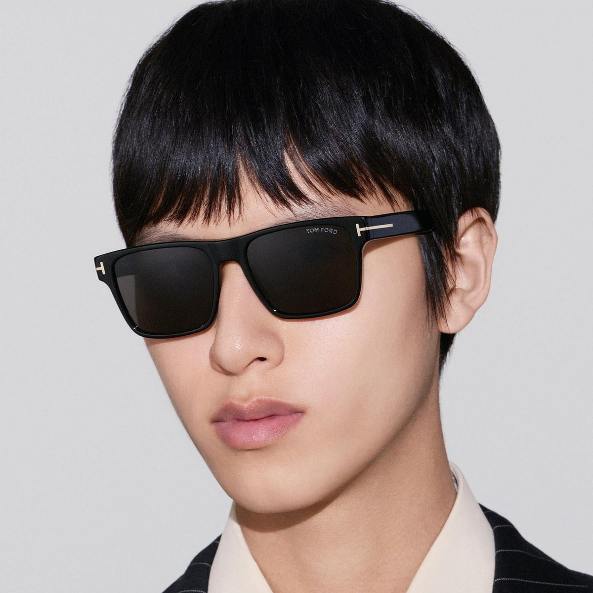 Tom Ford Men Sqaure Frame Shiny Black Sunglasses
