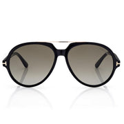Tom Ford Women Round Frame Shiny Black Sunglasses