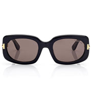 Tom Ford Men Rectangular Frame Shiny Dusty Black Sunglasses
