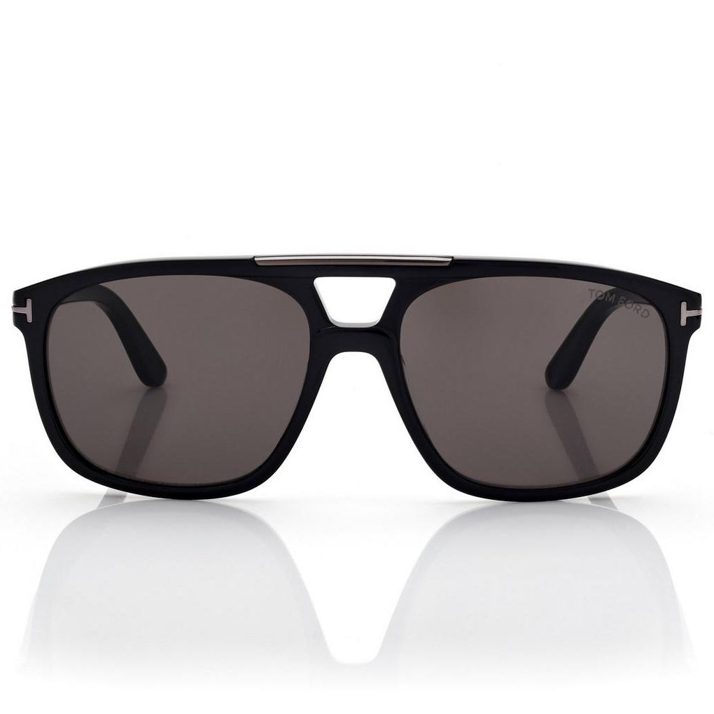 Tom Ford Women Navigator Frame Shiny Smoky Black Sunglasses