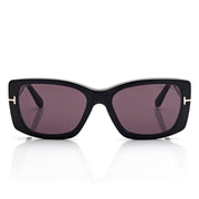 Tom Ford Women Rectangle Frame Matte Black Sunglasses