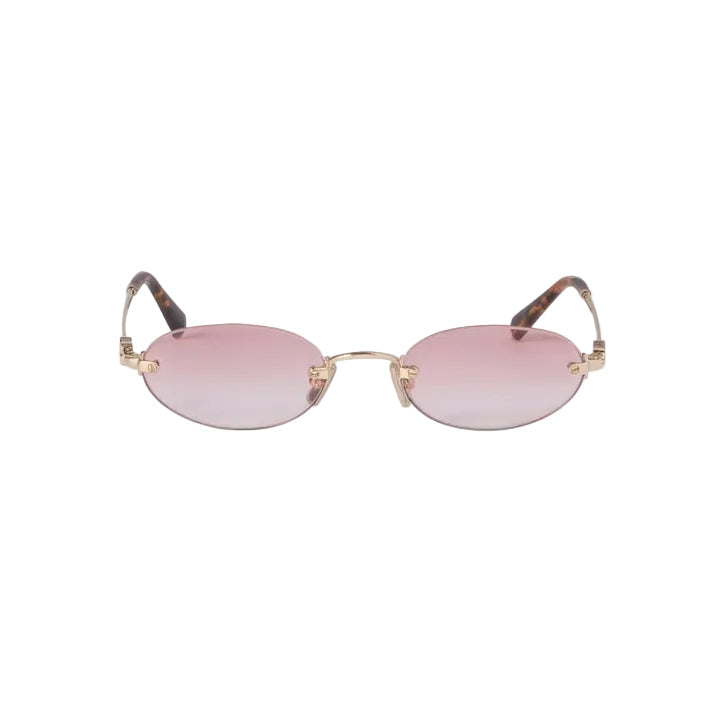 Miu Miu Women Rimless Oval Gradient Pink Sunglasses 