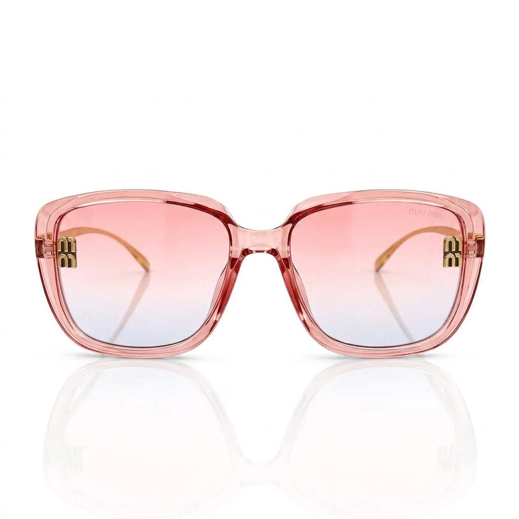 Miu Miu MU A08S Women Oversized Square Shield Transparent Pink / Pale Gold Sunglasses