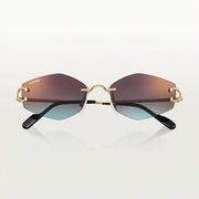 Cartier Classic C Motif Men Rimless Hexagonal Blue-Pink Gradient Sunglasses