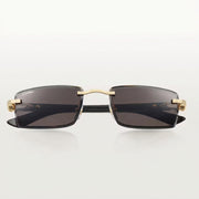 Cartier Elongated C de Motif Men Rimless Black Sunglasses