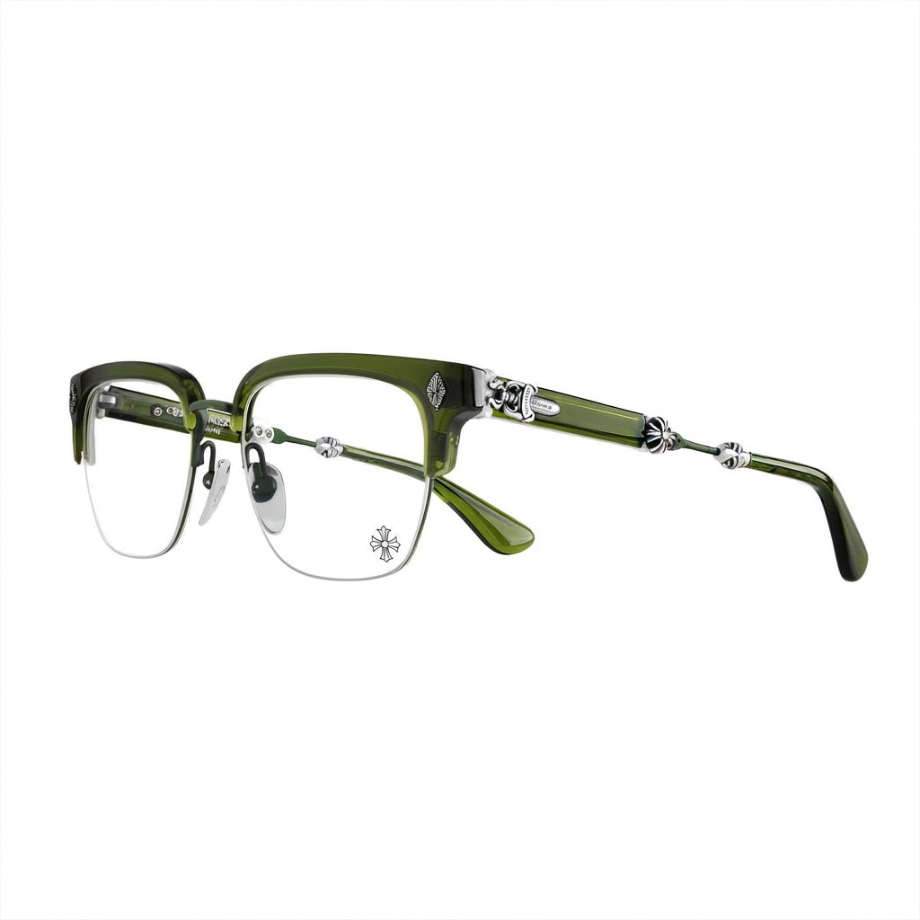 Chrome Hearts Unisex Evagilist Transparent Olive & Sterling Silver Eyewear