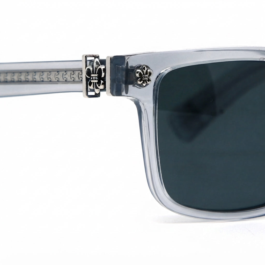 Chrome Hearts Unisex Box Lunch-A 2609 Crystal Clear & Silver Gothic Sunglasses