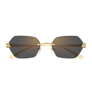 Cartier Panthère de C Women Rimless Hexagon-Frame Gold Tone Grey Sunglasses