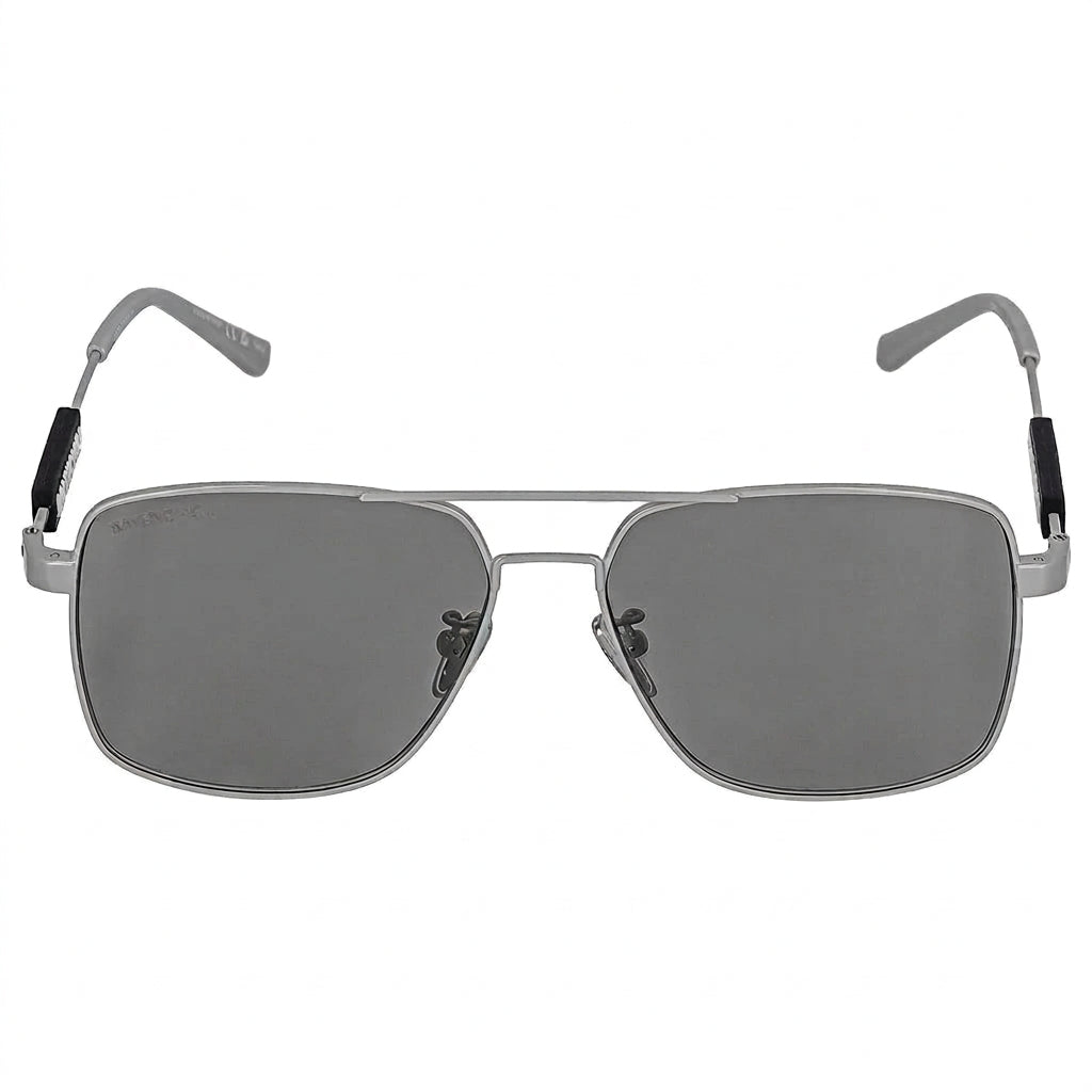 Balenciaga Men Tag BB0116SA Matte Grey / Grey Double-Bridge Square Aviator Sunglasses