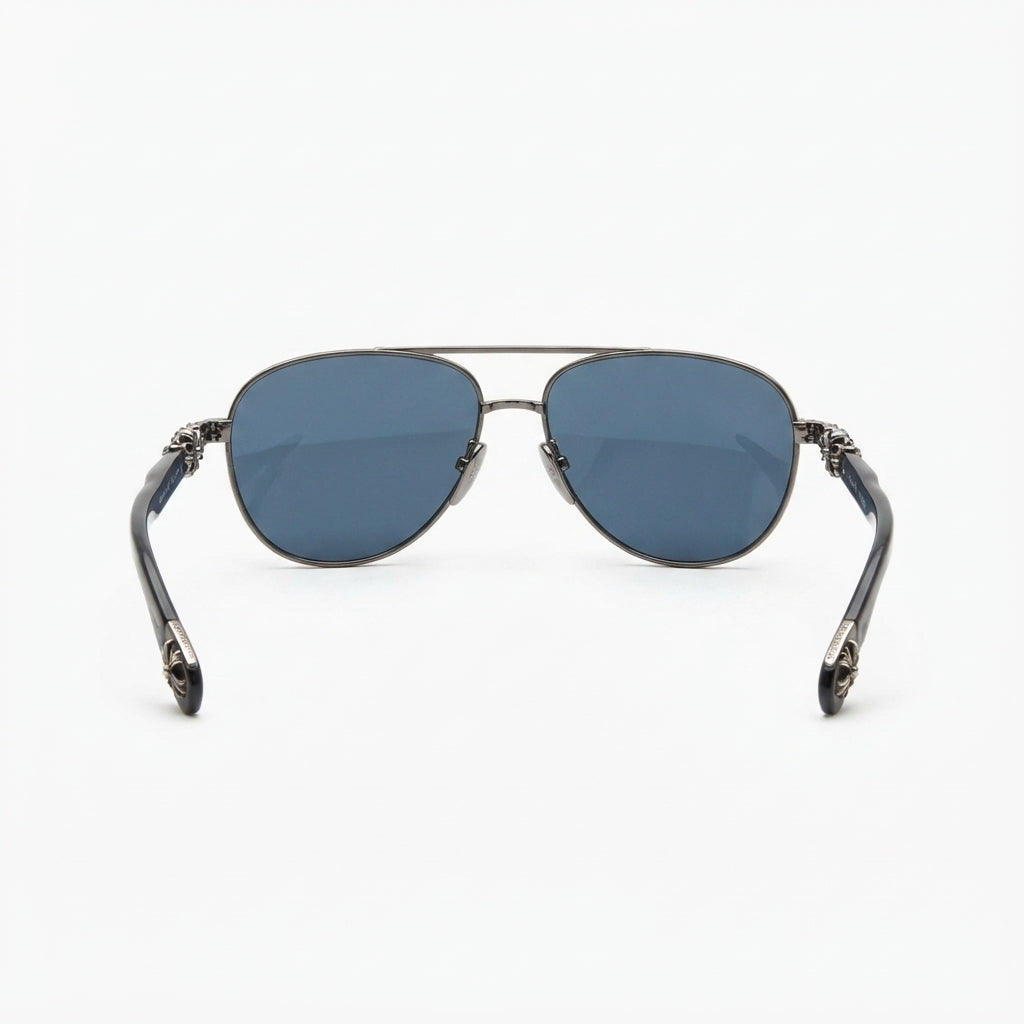 Chrome Hearts Unisex Aviator Gunmetal Frame Blue Tint Sunglasses