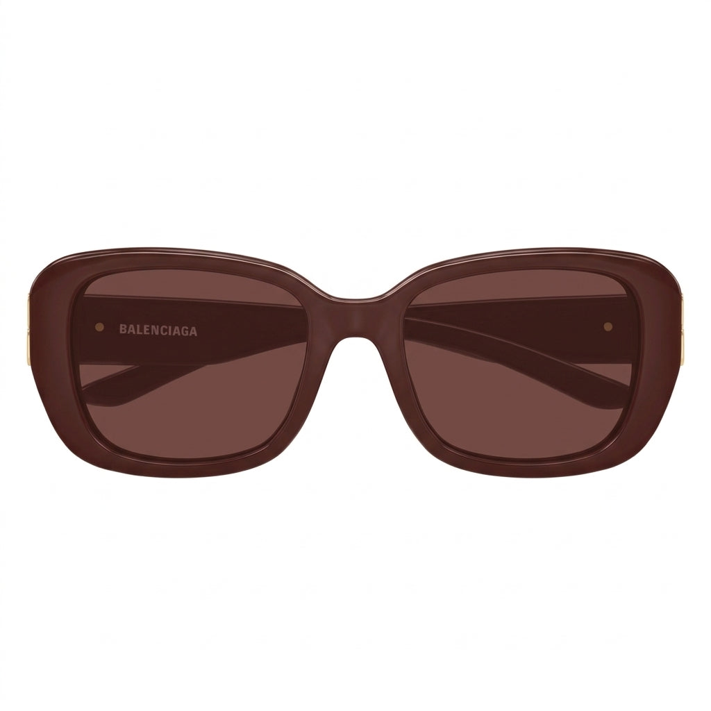 Balenciaga Women BB0508SK Everyday Rectangular Burgundy / Gold Sunglasses