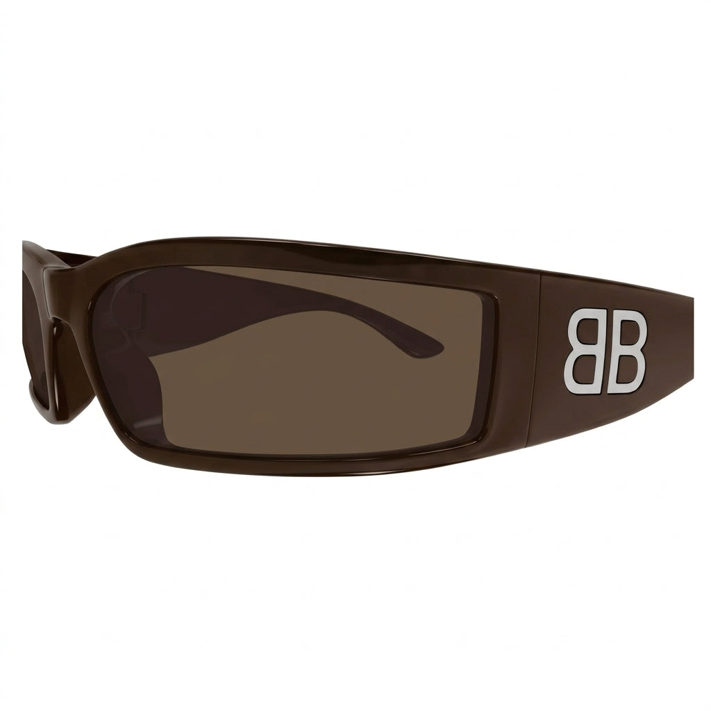 Balenciaga Unisex BB0458S Sunset Rectangle Brown / Silver Sunglasses