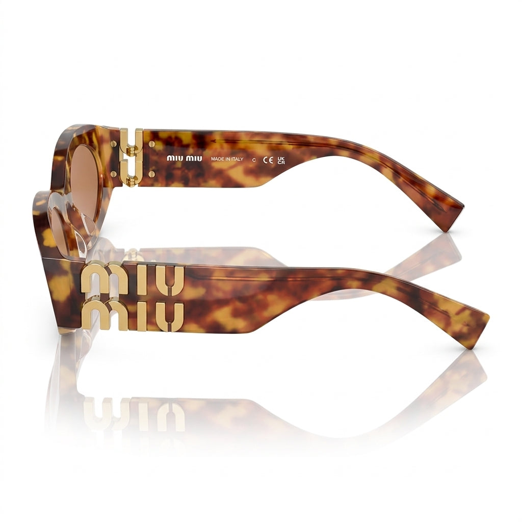 Miu Miu Women MU 11WS Glimpse Oval Havana / Brown Sunglasses