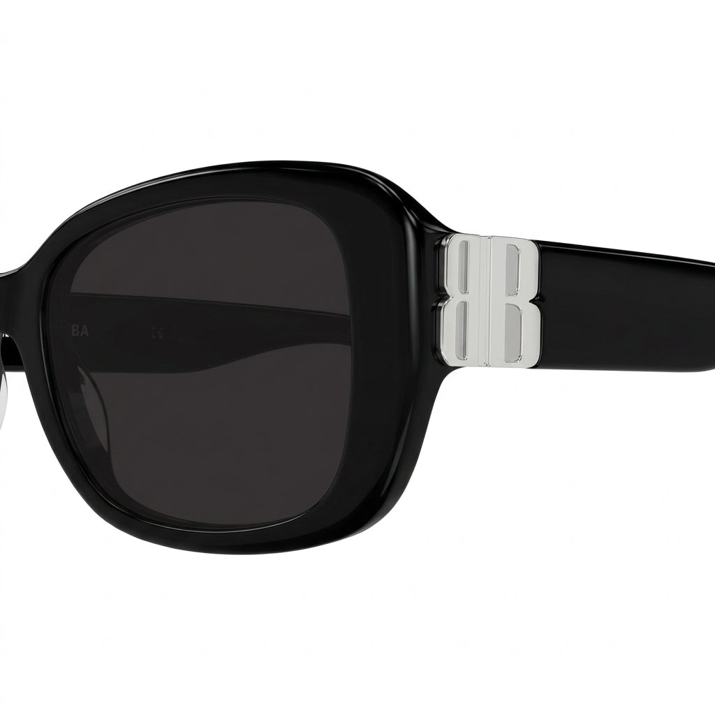 Balenciaga Women BB0508SK Everyday Rectangular Black / Silver Sunglasses