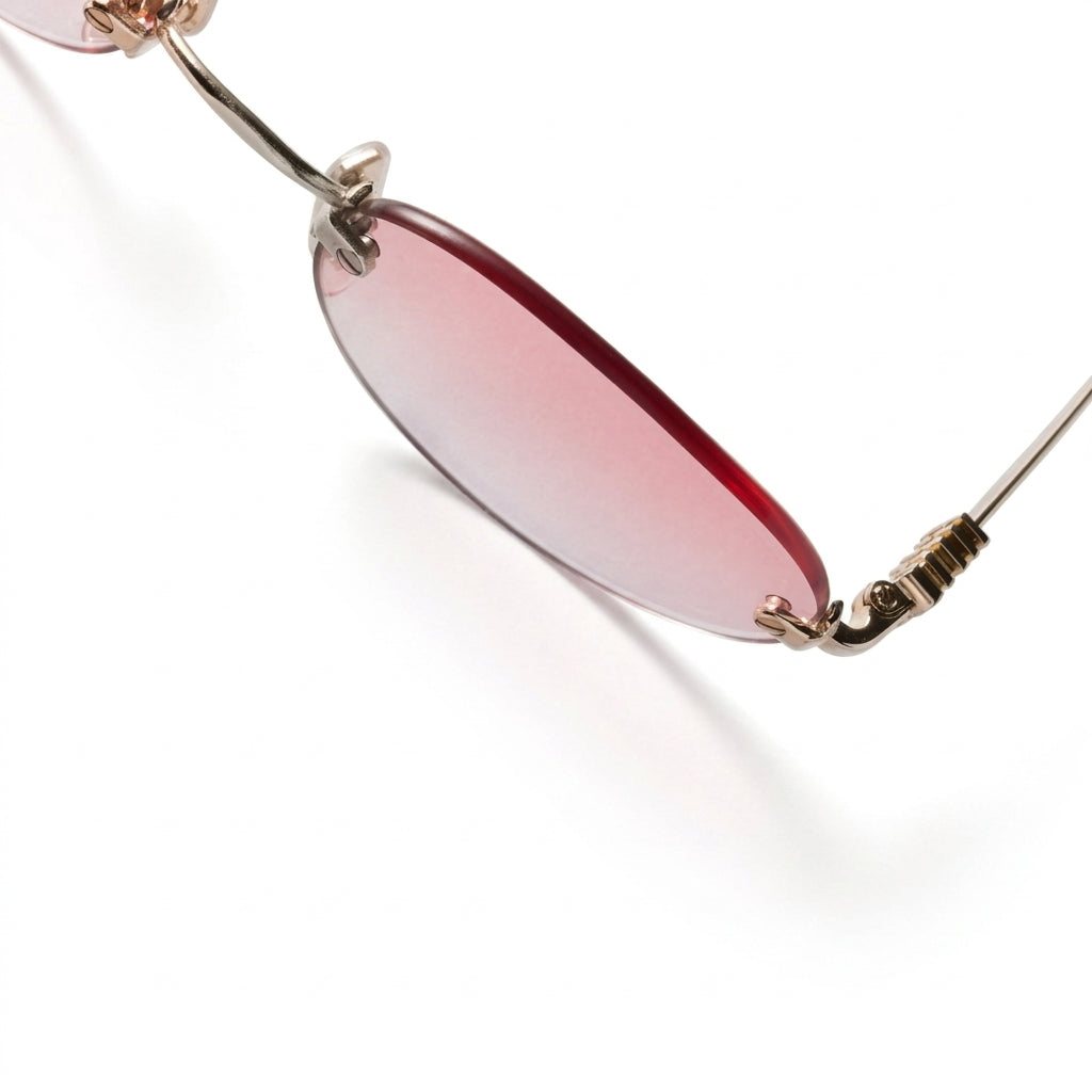 Miu Miu Women Rimless Oval Gradient Pink Sunglasses