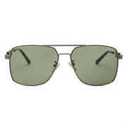 Balenciaga Men Tag BB0116SA Dark Silver / Green Double-Bridge Square Aviator Sunglasses