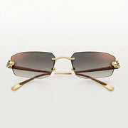 Cartier Panthère de Unisex Rimless Rectangular Grey Gradient Sunglasses