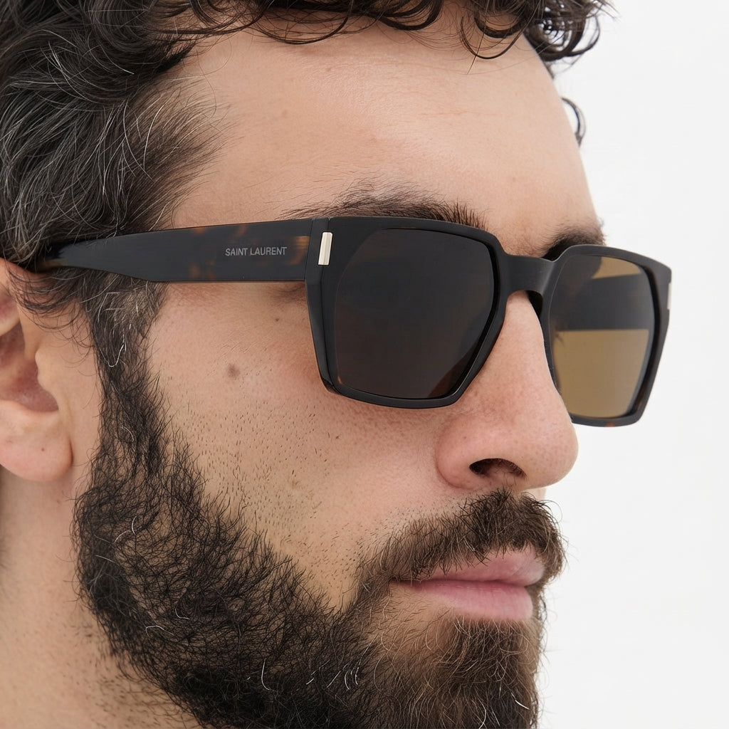 Saint Laurent SL 894 Men Square Havana Sunglasses
