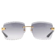 Maybach The Artist III Unisex G-HAS-Z25 White Horn Gold/Grey Diamond-Cut Rimless Luxury Sunglasses